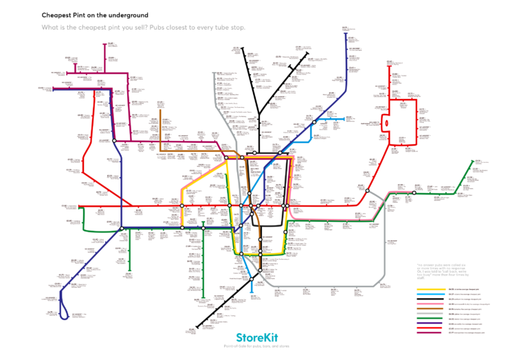 Cheapest pint map of London