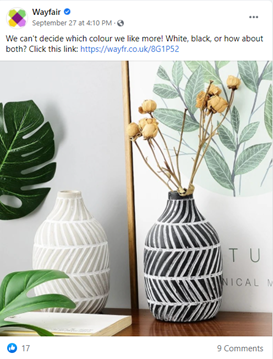 Wayfair social post example