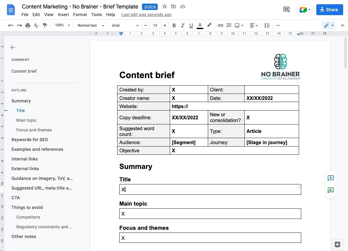 Content brief template