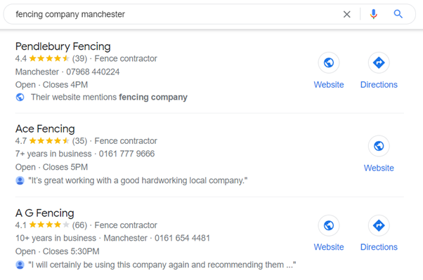 search result for local fencing companies