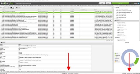 Screaming frog interface example