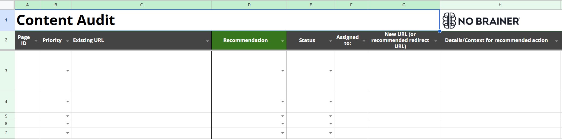 Content audit template example
